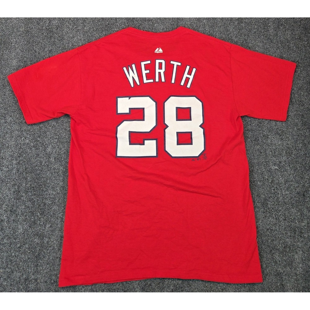 Majestic Werth Tee Shirt Mens Medium Red Washington Nationals